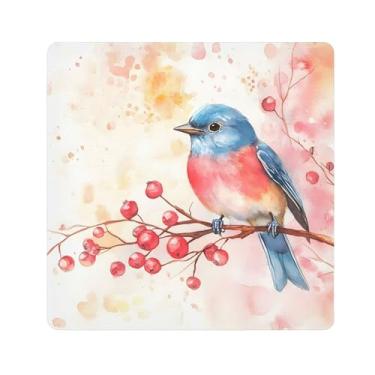 Imagem de SEHANY Saco de maquiagem de pano autoadesivo colorido flores primavera pássaro mágico protetor portátil para lente de câmera envoltório cosmético, bolsa de maquiagem aberta para mulheres, itens