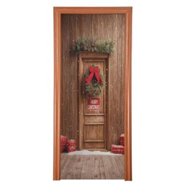 Imagem de Blueangle Capa elástica para porta de guirlanda de Natal – Faixa de porta frontal de tecido elástico para Natal, decoração de festa em casa ao ar livre (732)