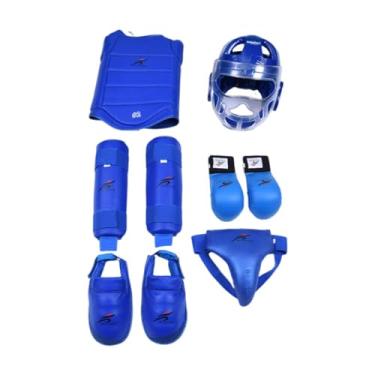 Imagem de rockible Conjunto de equipamentos de karatê, luvas de soco e equipamentos de treinamento profissional para sparring, Azul, S