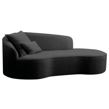 Imagem de Divã Recamier Curvo Sala De Estar Recepção Inglaterra 180cm Lado Direito Linho Cor Preto