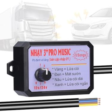 Imagem de Controlador de Buzina Carro Unidade Controle Som Elétrica com 12 Efeitos Sonoros Mudança Volume Ajustável Alto- Robusto Instalação Fácil 12-24V para Caminhão Barco Marítimo