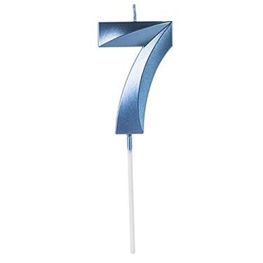 Imagem de VELA DESIGN AZUL PEROLIZADA NUMERO 7