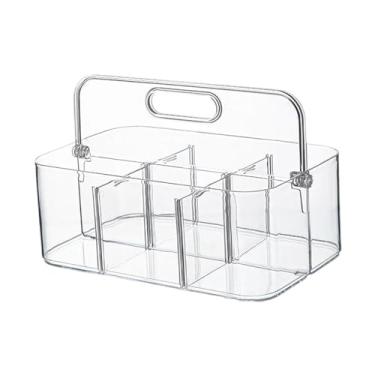 Imagem de predolo Organizador dividido e empilhável para materiais de escritório, artesanato, cosméticos e costura, com alça para fácil acesso. Ideal para mesa de, 25.5 Cm X 16.5 Cm X