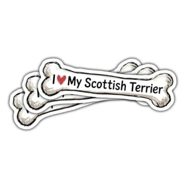 Imagem de 3 peças de adesivos I Love My Scottish Terrier, adesivos de vinil fofos de cachorro escocês amarelo para laptop, caderno, garrafa de água, para-choque de carro, presente para proprietários de terrier