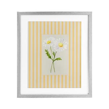 Imagem de Stupell Industries Impressão emoldurada cinza margarida listrada amarela sob vidro, design de Lisa Wehmeyer, 40,6 x 33,5 cm