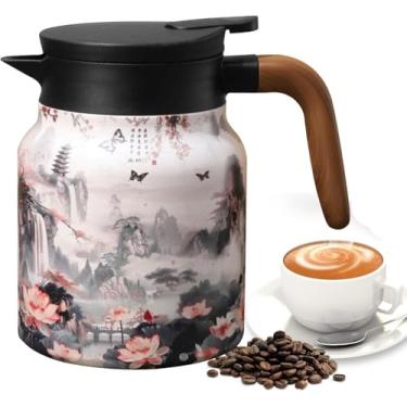 Imagem de Yadlan Bule de chá floral, chaleira de água quente, filtro embutido, chaleira térmica, bule conveniente de separação de água de grande capacidade para sala de estar, cozinha A