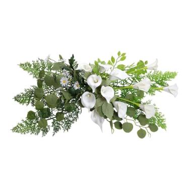 Imagem de KiBcsLic Arranjo floral artificial para arco de casamento, folhas verdes, porta, casa, lírio-de-cala artificial para cerimônia, mesa, cortinas de fios, parede,