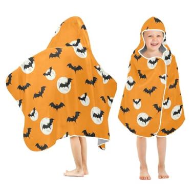 Imagem de Burbuja Toalha de banho com capuz Black Bats Moon para crianças, toalha de praia de pelúcia macia absorvente para meninas e meninos 3-10 anos, 61 x 127 cm
