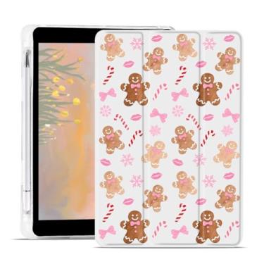 Imagem de AdorableWhimsy Linda capa de gengibre para iPad Air de 11 polegadas M3/M2(2025/2024) para iPad Air 5 2022/Air 4 2020 com suporte para lápis, floco de neve de Natal com três dobras, suporte de couro