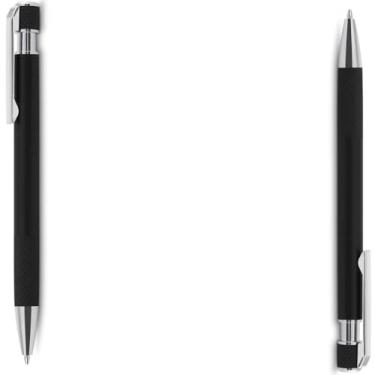 Imagem de Caneta Esferográfica com Corpo em Alumínio Reciclado, Tinta Azul, Ponta Média, Refil Substituível Tipo Parker, Clipe Cromado, Ambidestra (Kit 2 Preto)