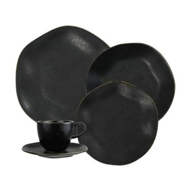 Imagem de Aparelho de Jantar 20 Peças Oxford Porcelana Preto Ryo Volcano, Preto,