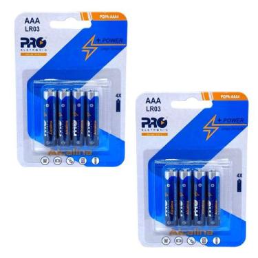 Imagem de Pilha Alcalina AAA LR03 1,5V 2 Blister com 4 (8 Pilhas) - Proeletronic