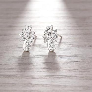 Imagem de Brincos femininos em formato de cavalo marinho com design de diamante falso brilhante, fofos e exclusivos, adequados para o dia a dia e qualquer ocasião.