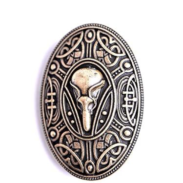 Imagem de Lucky zx Broche de caveira de corvo vintage masculino mitologia nórdica Odin Bird Shield Pin Amuleto Acessórios de joias, one size, Metal, Sem Pedra Preciosa