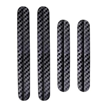 Imagem de 4 peças de protetores de borda de porta de carro decalques de porta antiarranhões tira anticolisão acessórios de textura de fibra de carbono