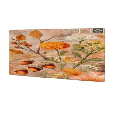 Imagem de Tapete de mouse grande com lindas flores laranjas à prova d'água para computador estendido tapete protetor de mesa antiderrapante base de borracha para escritório, computador, teclado, laptop e mesa