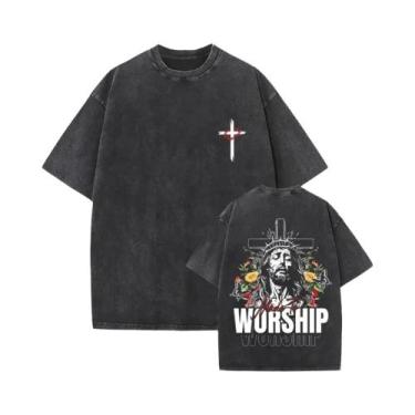 Imagem de Camiseta Religiosa Vintage Lavada Y2K Christian Jesus Forgive Them Fat