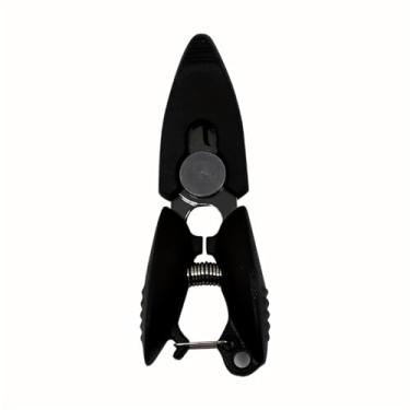 Imagem de 1 mini tesoura de metal de bolso, design ambidestro com mola, sem necessidade de bateria, aparador de linha para ponto cruz, uso em viagem, preto