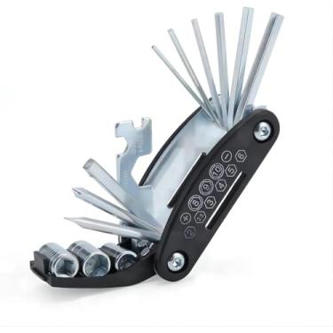 Imagem de Multiferramenta de bicicleta 16 em 1 – Kit de ferramentas de reparo de bicicleta portátil com chaves sextavadas, chaves de fenda, chaves de soquete, chave de raio e chave sólida para bicicletas de