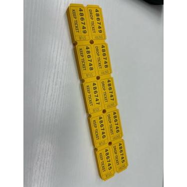 Imagem de THEBLUETOUCH Ingressos de sorteio amarelo de 5 x 5 cm, total de 1000 peças com números consecutivos, bilhete duplo para eventos, entrada, recompensa de classe, arrecadação de fundos e prêmios - 250