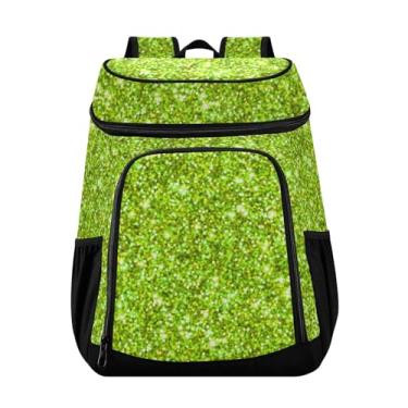 Imagem de Mochila masculina com glitter verde brilhante, 36 latas, lancheira, para almoço, piquenique, pesca, caminhadas, acampamento, praia, parque