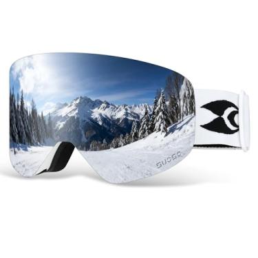 Imagem de suoso Óculos de esqui OTG para homens e mulheres, óculos de snowboard magnéticos sem moldura, proteção UV400, óculos de neve