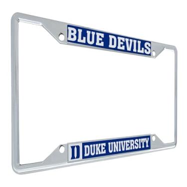 Imagem de Desert Cactus Duke University Blue Devils Acessórios para carro Moldura de placa de licença de metal e suporte de etiqueta para frente ou traseira do carro (moldura prata - mascote - azul)