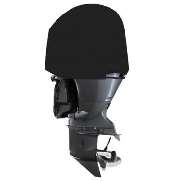 Imagem de Capa de motor de popa compatível com 2015-2022 Yamaha F200 F175 F150 (B-Series) Capa de motor de barco externo Oxford 600D resistente à prova d'água (preta, para Yamaha 4.2L F225/ F250/ F300)