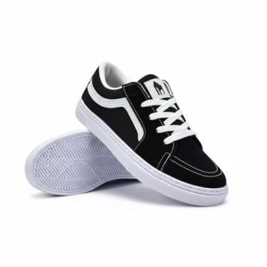Imagem de Tenis Clássico Masculino King One, Adulto Cano Baixo estilo Old Skool - Skate e Academia Leve e Confortável (Preto e Branco, BR, Adulto, Numérico, 42)