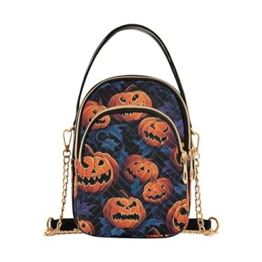 Imagem de Bolsa de ombro transversal floral preta e cinza, bolsas transversais femininas, bolsas transversais femininas, Abóboras de Halloween em preto - 1, One Size