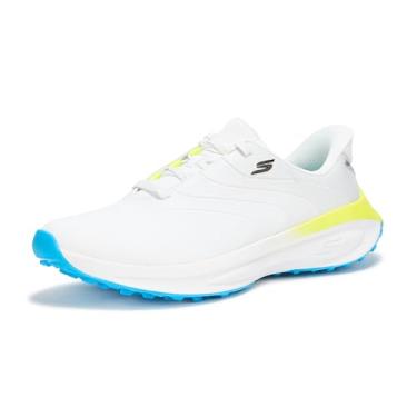 Imagem de Skechers Tênis de golfe masculino Flow Slip-in Spikeless, Branco/azul/amarelo, 40