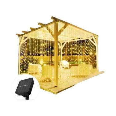 Imagem de Luz De Cortina LED Solar Para Exterior, Fita De Luzes De Fada Para Dec