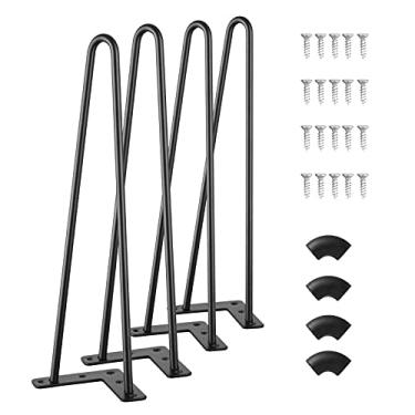 Imagem de TRGCJGH Grampo de cabelo pernas de cômoda pernas sobressalentes metal casa projetos DIY para mesa de cabeceira mesa de centro mesa com protetor de fundo de borracha, 28 polegadas