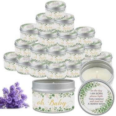 Imagem de Nlicrst 24 peças de velas de chá de bebê de folha de eucalipto, velas perfumadas de lavanda para lembrancinhas de festa de chá de bebê, festas de batizado e aniversário, presentes de devolução
