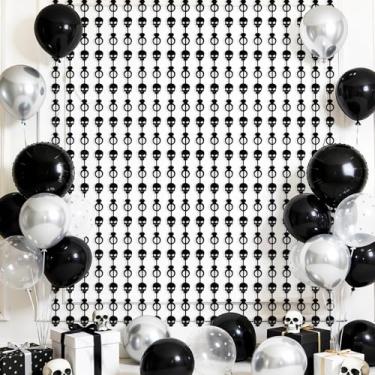 Imagem de CORNER LACE Pano de fundo para chá de panela, decoração de festa, pacote com 2 cortinas de franja ou folha de matriz preta de estanho preto serpentinas para casamento, noivado, decoração de parede (1