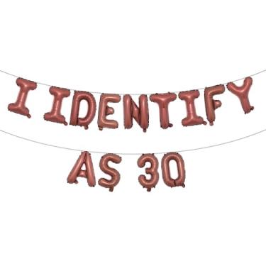 Imagem de Banner divertido de balões com glitter multicolorido, artigos de festa de aniversário, ideias e presentes para adultos de 21, 30, 40, 50, 60, 70, 80 anos (I IDENTIFY AS 30 Chocolate)