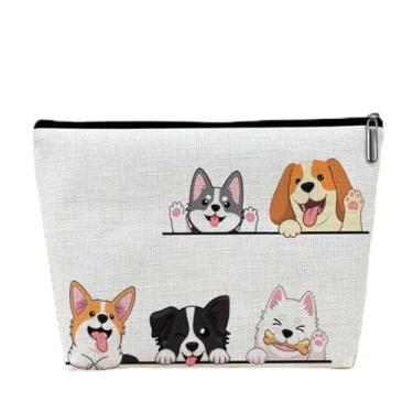 Imagem de Bolsa de maquiagem pequena para cães fofos, vários sacos de cosméticos para viagem, bolsas de higiene pessoal, bolsa de maquiagem de grande capacidade para mulheres, presentes para amantes de cães