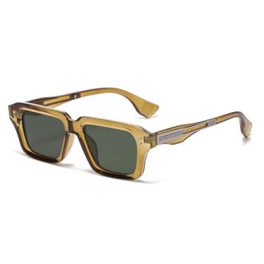 Imagem de Óculos de Sol UV400 - Lentes Transparentes com Estampa de Leopardo Degradê e Rebites para Homens e Mulheres, Ideais para Esportes, Corrida, Ciclismo e Atividades ao Ar Livre, Cor Verde Oliva C5