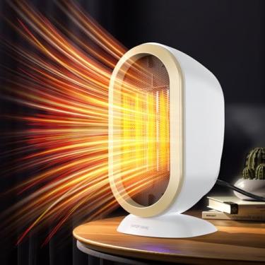 Imagem de Aquecedor elétrico de lareira, aquecedor de ambiente de lareira para uso interno, chama 3D realista, aquecimento rápido PTC, 2 modos de aquecimento, aquecedor elétrico portátil de lareira para mesa