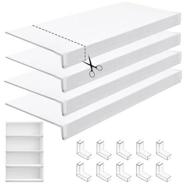 Imagem de Maxdot 4 peças de capas de prateleira branca de feltro de 76 x 40 cm para prateleiras de arame, forros de prateleira de 0,35 polegadas de espessura, prateleiras removíveis para despensa, cozinha