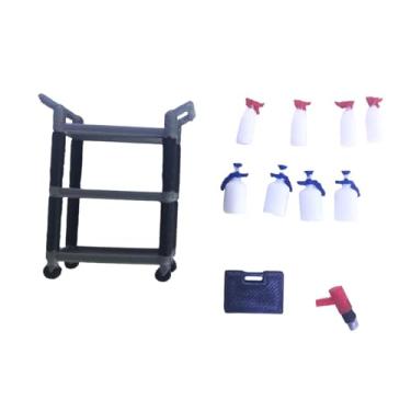 Imagem de Colaxi Carrinho de armazenamento de ferramentas, modelo em escala 1:18, coleção de artesanato, escultura em miniatura de 2 níveis para oficina mecânica, Style C