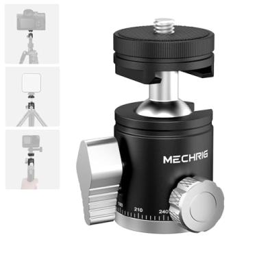 Imagem de Mechrig Mini cabeça esférica de tripé panorâmico, adaptador de montagem de câmera de tripé de alumínio para câmera de ação DSLR/smartphone/luz LED/microfone/tripé/monopé/suporte de luz/gaiola, carga
