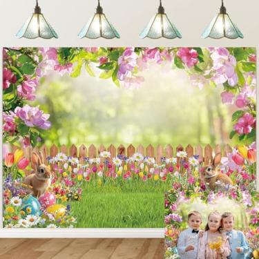 Imagem de Pano de fundo de primavera e Páscoa, decoração de ovos coloridos, decoração de festa de Páscoa, faixa infantil para chá de bebê, aniversário (208 x 149 cm (7 x 5 pés))