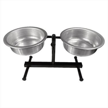 Imagem de Comedouro Duplo Elevado Alto Ajustável Regulável para Cachorro e Gato 