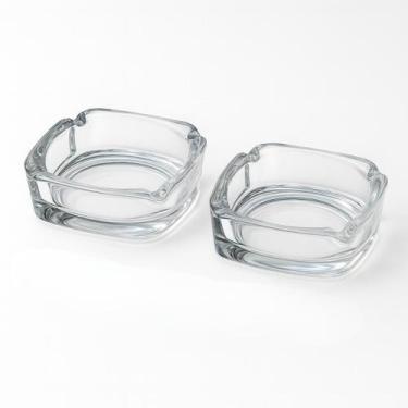 Imagem de Kit 2 Cinzeiro de Vidro Clássico Quadrado 4 Apoios 8,5 cm - Lua Místic