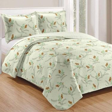 Imagem de Kit Cobre Leito Colcha Mix King Estampado Dupla Face Floral 3 Peças - Isamara