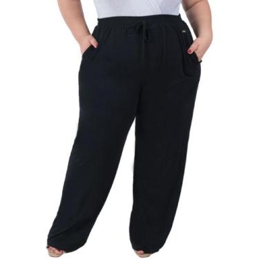 Imagem de Calça Pantalona Recorte com Bolso Moda Feminina Viscolycra Plus Size -