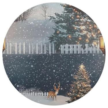 Imagem de xigua Jogo americano redondo para árvore de Natal, conjunto de 1, tapete de mesa redondo antiderrapante resistente ao calor, tapetes de mesa de 48 cm para decoração de cozinha, jantar e festa