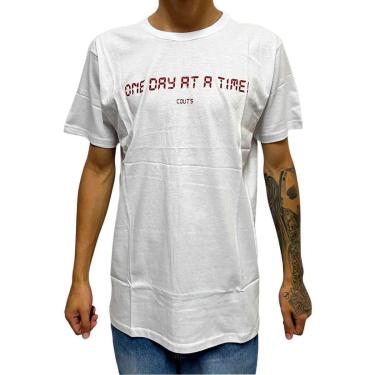 Imagem de Camiseta Couts Clothing One Day At A Time Masculina - Branco e Vermelho-Masculino