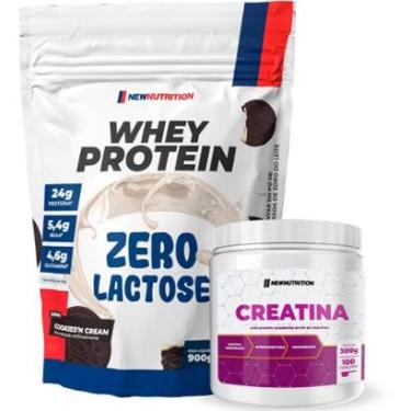 Imagem de Combo Suplementos Whey Protein Zero Lactose 900g Cookies + Creatina Monohidratada 300g NewNutrition-Unissex